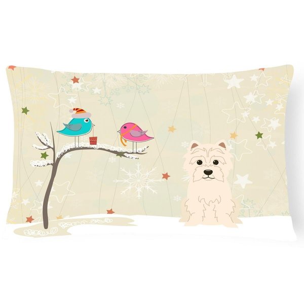 Jensendistributionservices Christmas Presents Between Friends Westie Canvas Fabric Decorative Pillow MI2549895